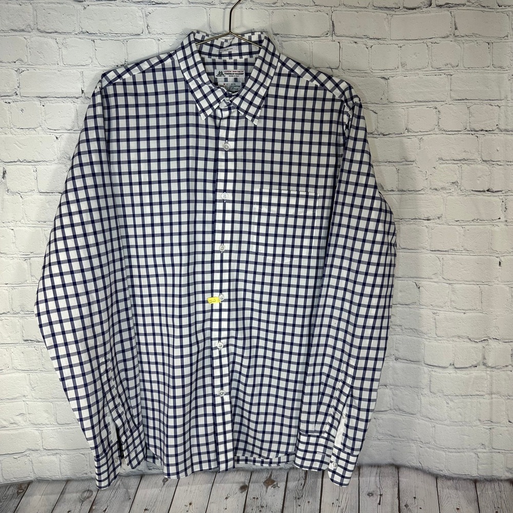 J.Crew Thomas Mason Slim Fit Gingham Button Down Shirt Mens Medium Navy White
